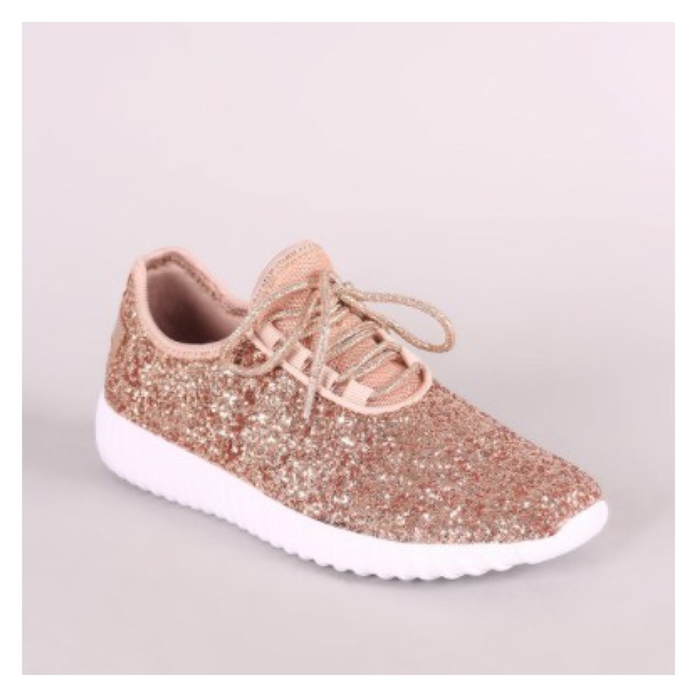 New Arrival- Rose Gold Glitter Sneakers - Picture 5 of 8